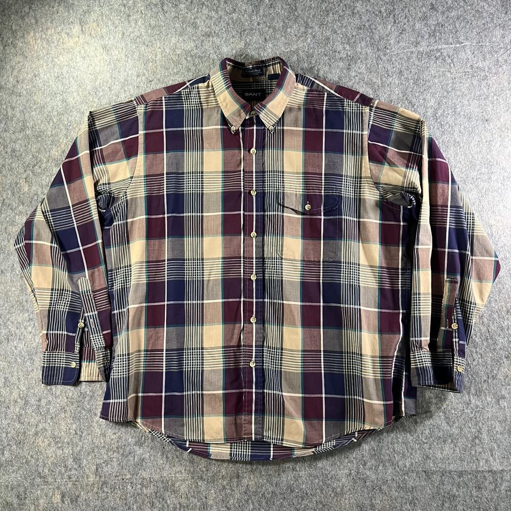 Vtg GANT Foxhunt Plaid Shirt / Mens XL / Long Sleeve Button Down Cotton